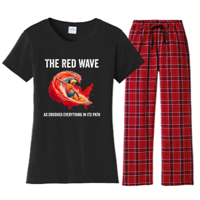 Trump Better Coverage Than 5g Can You Hear Us Now Red Wave Women's Flannel Pajama Set