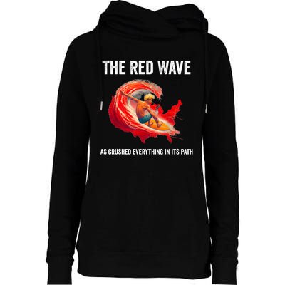 Trump Better Coverage Than 5g Can You Hear Us Now Red Wave Womens Funnel Neck Pullover Hood