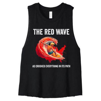 Trump Better Coverage Than 5g Can You Hear Us Now Red Wave Women's Racerback Cropped Tank