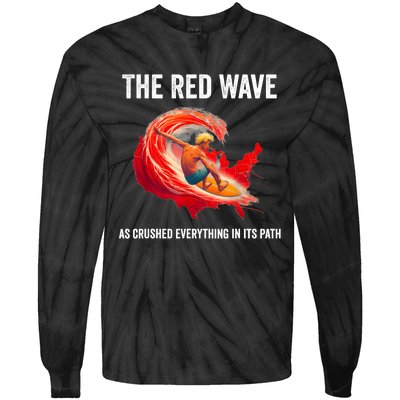 Trump Better Coverage Than 5g Can You Hear Us Now Red Wave Tie-Dye Long Sleeve Shirt