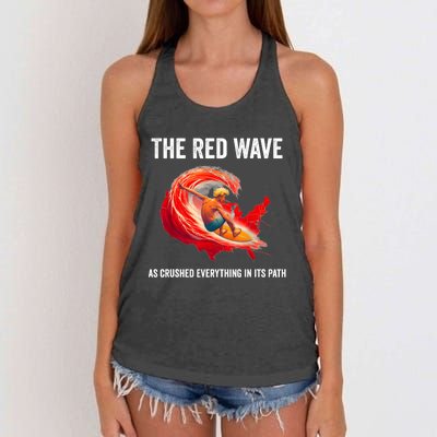 Trump Better Coverage Than 5g Can You Hear Us Now Red Wave Women's Knotted Racerback Tank