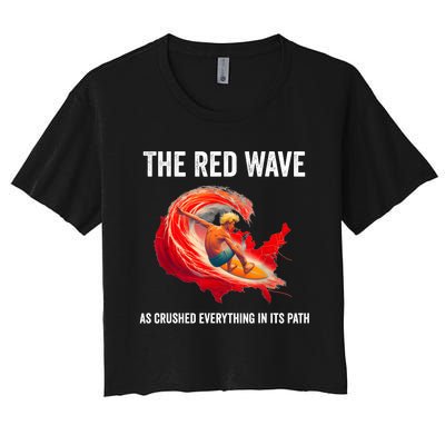 Trump Better Coverage Than 5g Can You Hear Us Now Red Wave Women's Crop Top Tee