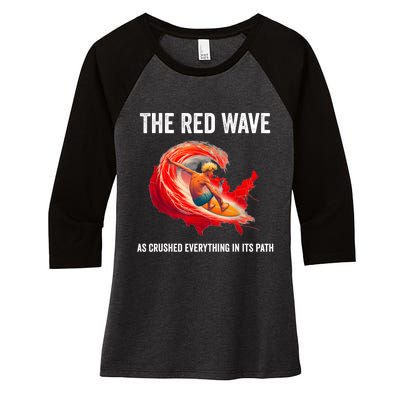 Trump Better Coverage Than 5g Can You Hear Us Now Red Wave Women's Tri-Blend 3/4-Sleeve Raglan Shirt