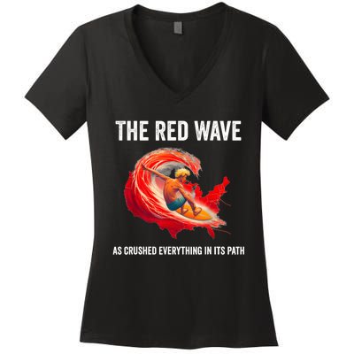 Trump Better Coverage Than 5g Can You Hear Us Now Red Wave Women's V-Neck T-Shirt