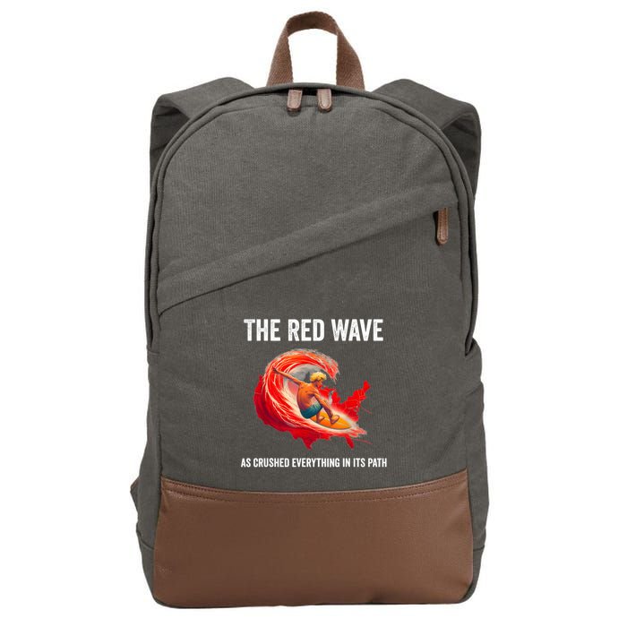 Trump Better Coverage Than 5g Can You Hear Us Now Red Wave Cotton Canvas Backpack