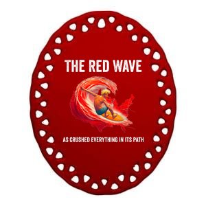 Trump Better Coverage Than 5g Can You Hear Us Now Red Wave Ceramic Oval Ornament