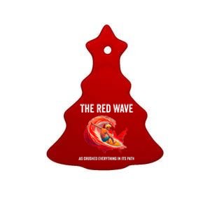 Trump Better Coverage Than 5g Can You Hear Us Now Red Wave Ceramic Tree Ornament