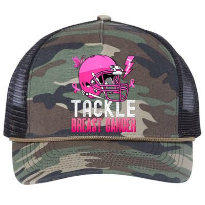 Tackle Breast Cancer Awareness Fighting American Football Retro Rope Trucker Hat Cap