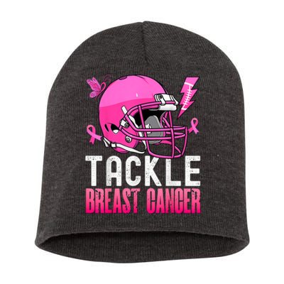 Tackle Breast Cancer Awareness Fighting American Football Short Acrylic Beanie