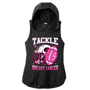 Tackle Breast Cancer Awareness Pink Ribbon Football Boy Kids Ladies PosiCharge Tri-Blend Wicking Draft Hoodie Tank