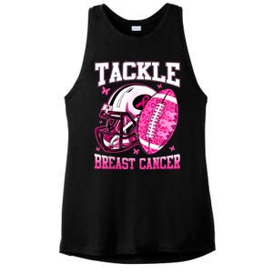 Tackle Breast Cancer Awareness Pink Ribbon Football Boy Kids Ladies PosiCharge Tri-Blend Wicking Tank