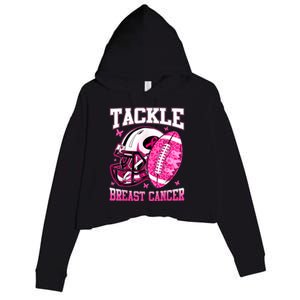 Tackle Breast Cancer Awareness Pink Ribbon Football Boy Kids Crop Fleece Hoodie