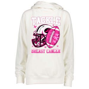 Tackle Breast Cancer Awareness Pink Ribbon Football Boy Kids Womens Funnel Neck Pullover Hood