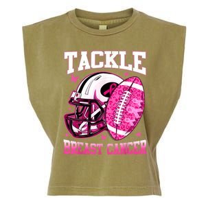 Tackle Breast Cancer Awareness Pink Ribbon Football Boy Kids Garment-Dyed Women's Muscle Tee