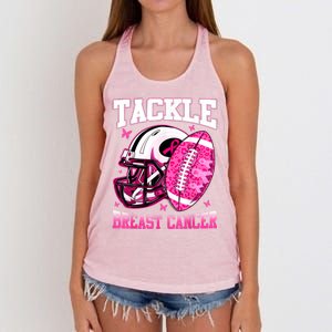 Tackle Breast Cancer Awareness Pink Ribbon Football Boy Kids Women's Knotted Racerback Tank