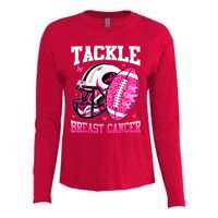 Tackle Breast Cancer Awareness Pink Ribbon Football Boy Kids Womens Cotton Relaxed Long Sleeve T-Shirt