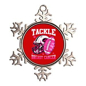 Tackle Breast Cancer Awareness Pink Ribbon Football Boy Kids Metallic Star Ornament