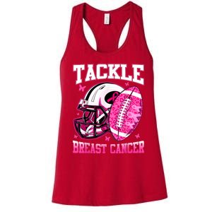 Tackle Breast Cancer Awareness Pink Ribbon Football Boy Kids Women's Racerback Tank