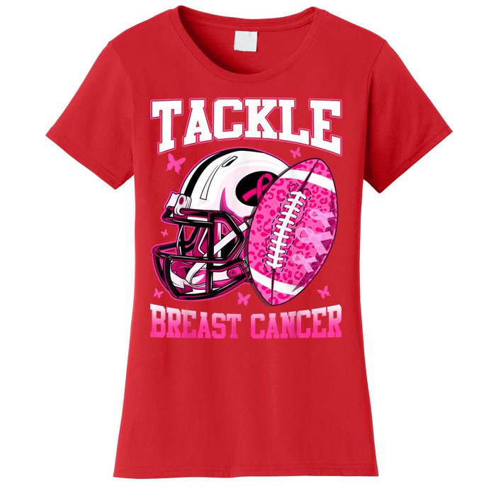 Tackle Breast Cancer Awareness Pink Ribbon Football Boy Kids Women's T-Shirt