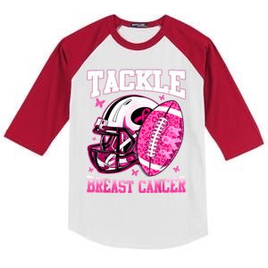 Tackle Breast Cancer Awareness Pink Ribbon Football Boy Kids Kids Colorblock Raglan Jersey