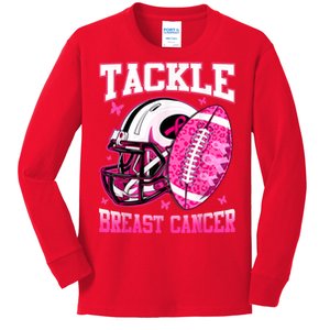 Tackle Breast Cancer Awareness Pink Ribbon Football Boy Kids Kids Long Sleeve Shirt