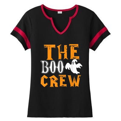 The Boo Crew Lazy Halloween Costume Funny Ghost Spirit Ladies Halftime Notch Neck Tee