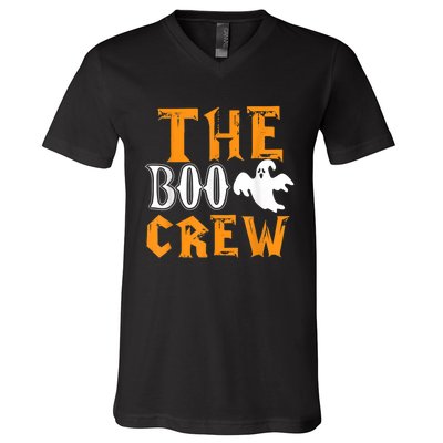 The Boo Crew Lazy Halloween Costume Funny Ghost Spirit V-Neck T-Shirt