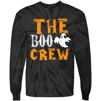 The Boo Crew Lazy Halloween Costume Funny Ghost Spirit Tie-Dye Long Sleeve Shirt