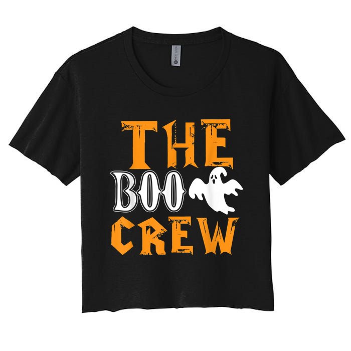 The Boo Crew Lazy Halloween Costume Funny Ghost Spirit Women's Crop Top Tee