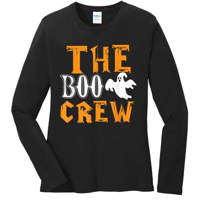 The Boo Crew Lazy Halloween Costume Funny Ghost Spirit Ladies Long Sleeve Shirt