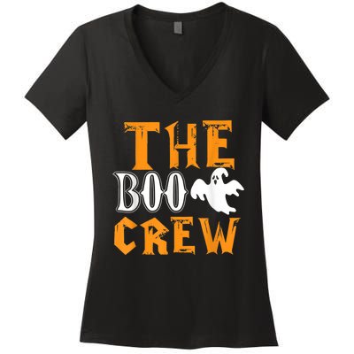 The Boo Crew Lazy Halloween Costume Funny Ghost Spirit Women's V-Neck T-Shirt