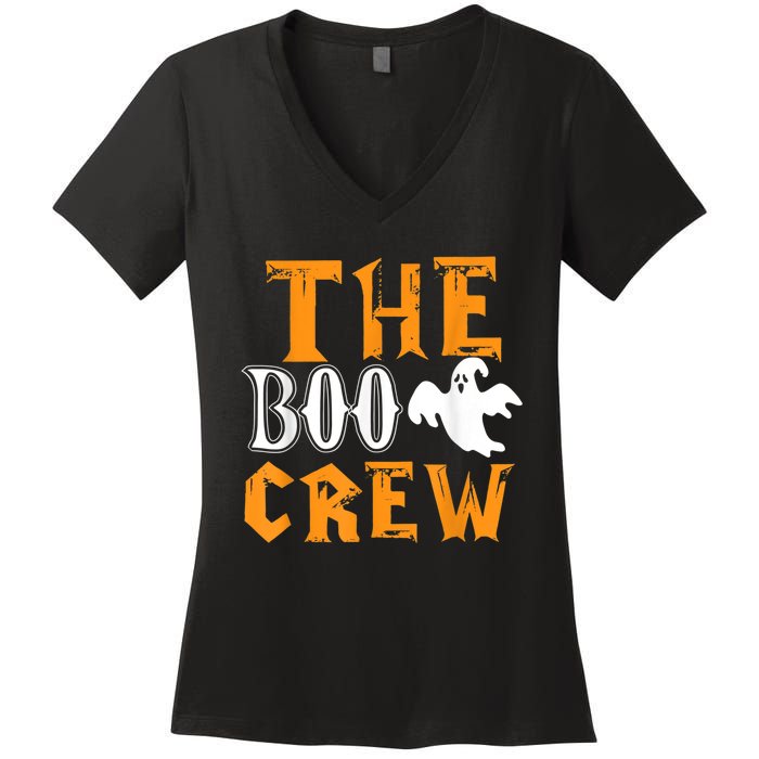 The Boo Crew Lazy Halloween Costume Funny Ghost Spirit Women's V-Neck T-Shirt