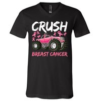 Truck Breast Cancer Awareness For Boys V-Neck T-Shirt