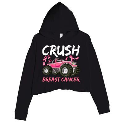 Truck Breast Cancer Awareness For Boys Crop Fleece Hoodie