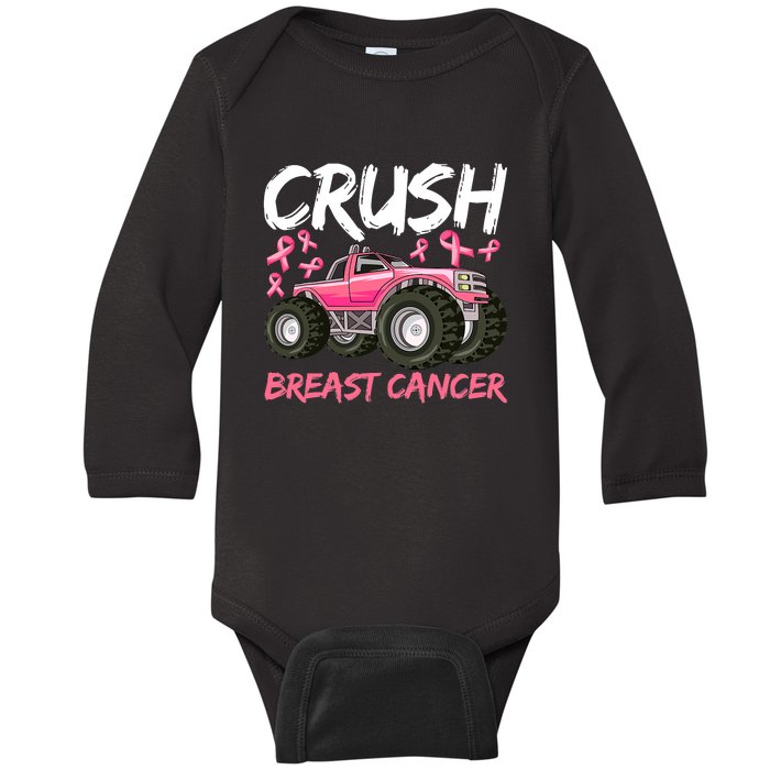 Truck Breast Cancer Awareness For Boys Baby Long Sleeve Bodysuit