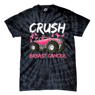 Truck Breast Cancer Awareness For Boys Tie-Dye T-Shirt