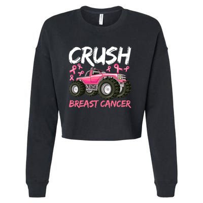 Truck Breast Cancer Awareness For Boys Cropped Pullover Crew