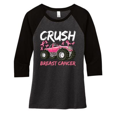 Truck Breast Cancer Awareness For Boys Women's Tri-Blend 3/4-Sleeve Raglan Shirt