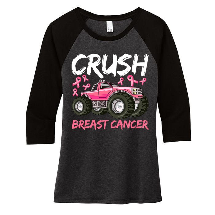 Truck Breast Cancer Awareness For Boys Women's Tri-Blend 3/4-Sleeve Raglan Shirt