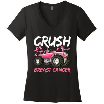 Truck Breast Cancer Awareness For Boys Women's V-Neck T-Shirt