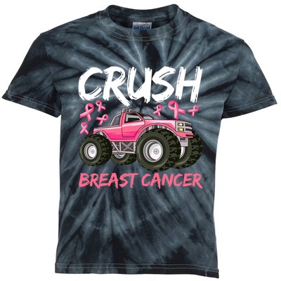 Truck Breast Cancer Awareness For Boys Kids Tie-Dye T-Shirt