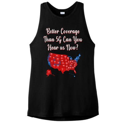 Trump Better Coverage Than 5g Can You Hear Us Now? Red Map Ladies PosiCharge Tri-Blend Wicking Tank