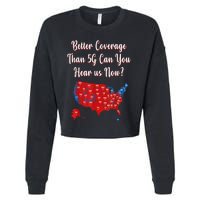 Trump Better Coverage Than 5g Can You Hear Us Now? Red Map Cropped Pullover Crew