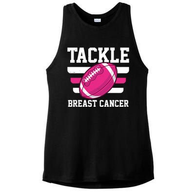 Tackle Breast Cancer Football Fan Ladies PosiCharge Tri-Blend Wicking Tank