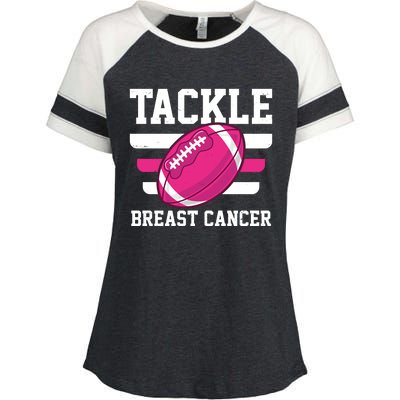 Tackle Breast Cancer Football Fan Enza Ladies Jersey Colorblock Tee