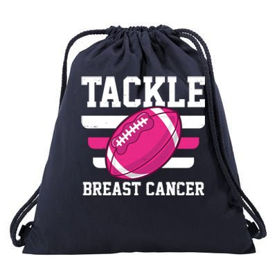 Tackle Breast Cancer Football Fan Drawstring Bag