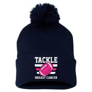 Tackle Breast Cancer Football Fan Pom Pom 12in Knit Beanie