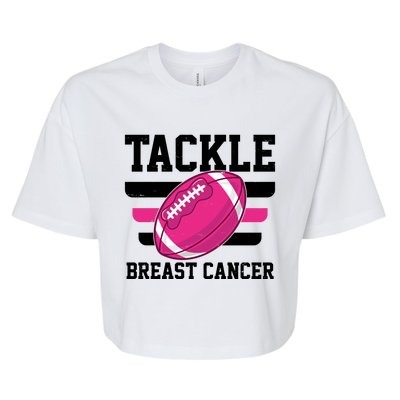 Tackle Breast Cancer Football Fan Bella+Canvas Jersey Crop Tee