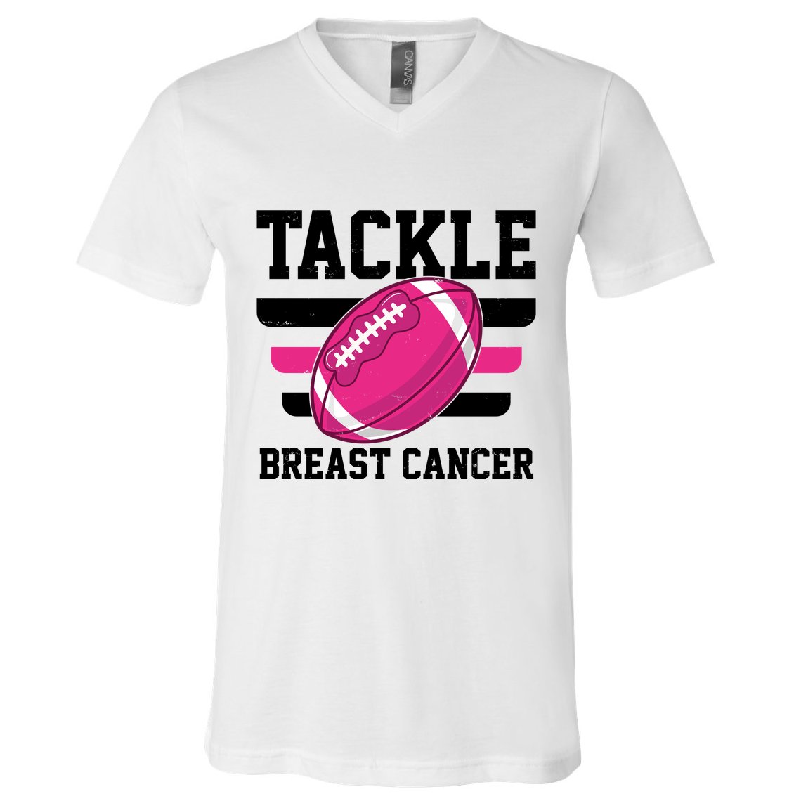 Tackle Breast Cancer Football Fan V-Neck T-Shirt