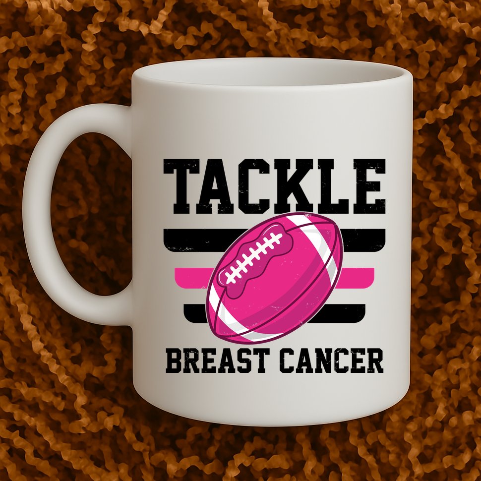 Tackle Breast Cancer Football Fan Mug